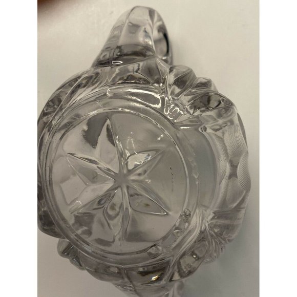 VTG EAPG Glass SUGAR BOWL Double Handle Sawtooth Star Base Floral Design - Picture 6 of 12
